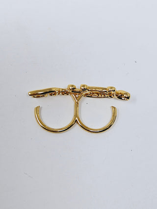 Louis Vuitton goldtone Logo Script double ring 6 ¾ US