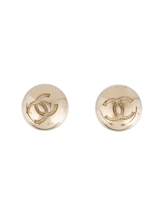 Chanel Gold-tone Interlocking CC Stud Round Earrings