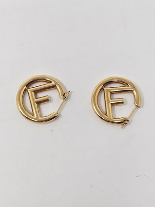 Fendi gold tone F is Fendi Hoop Earrings