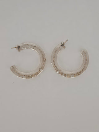 Louis Vuitton Clear Gold LV Charm Inclusion Hoop Earrings