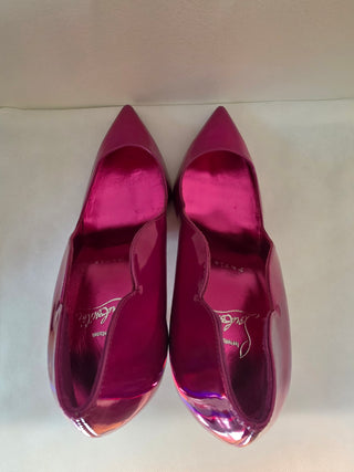 Christian Louboutin Metallic Pink Leather Scalloped Pumps 39.5 sz