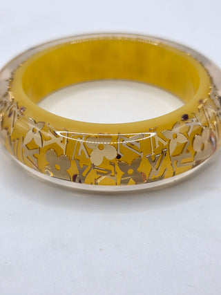 Louis Vuitton Gold-tone Wide lV Charm Inclusion Bangle