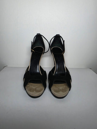 Hermès Beige Black Premiere H Logo D'Orsay Pumps 39 sz
