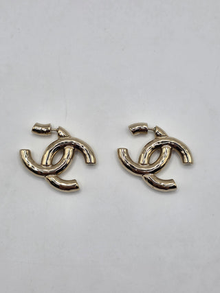 Chanel Gold-tone 2022 Interlocking CC Earrings