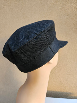 Christian Dior Black Corduroy Logo Printed Newsboy Hat S sz