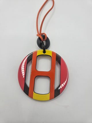 Hermès Red Multicolor H Equipe Pendant Necklace