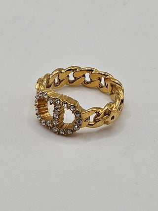 Christian Dior Gold-tone Crystal Clair D Lune Band Ring Size: 6