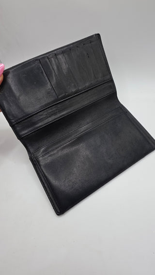Chanel Black Leather Vintage Interlocking CC Logo Wallet