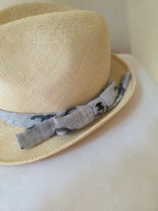 Chanel Beige 2022 Interlocking CC Raffia Fedora Hat S sz