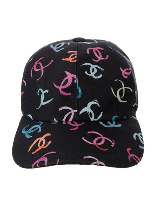 Chanel Black multicolor Interlocking CC Printed Baseball Cap