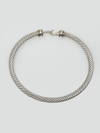 David Yurman 3 mm 18 k Gold Sterling Silver Buckle Classic Cable Bracelet