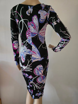 Emilio Pucci Purple Multicolor Floral Printed Knee-Length Dress 42 sz