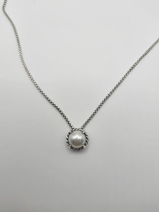 David Yurman Sterling Silver Pearl Chatelaine Pendant Necklace