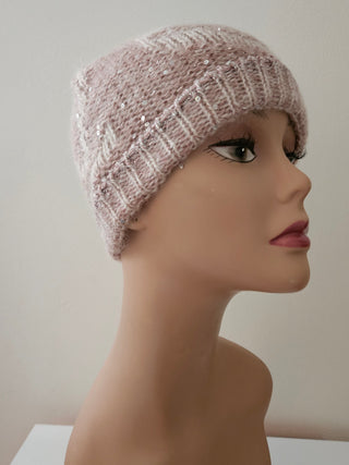 Louis Vuitton Light Pink Logo Sequin Mohair Beanie