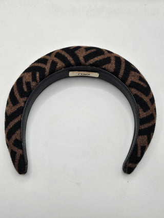 Fendi Brown FF Zucca Logo Pattern Print Headband