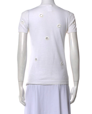 Chanel White Interlocking CC logo Shortsleeve Top US6, FR38