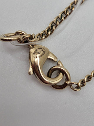 Beautiful Chanel Gold-tone Faux Pearl Enamel CC Pendant Necklace