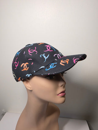 Chanel Black multicolor Interlocking CC Printed Baseball Cap
