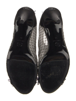 Chanel Black Lace 2012 Interlocking CC Logo Ankle Boots 39 sz