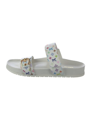Louis Vuitton White Multicolore LV Monogram Leather Printed Sandals 40 sz
