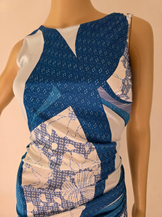 Emilio Pucci Blue Multicolor Signature Print Summer Dress 6 sz