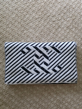 Chanel Blue White Cashmere Interlocking CC Logo Scarf