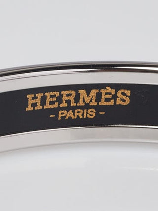 Hermes Jasmin Enamel Printed Narrow Bangle Bracelet Size 65