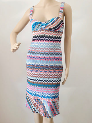 Missoni Blue Multicolor Stripe Printed Knee-Length Dress XS sz