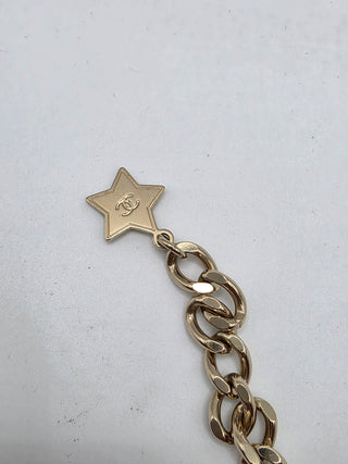 Chanel Gold-tone Faux Pearl, Strass Leather Interlocking Logo Collar Necklace