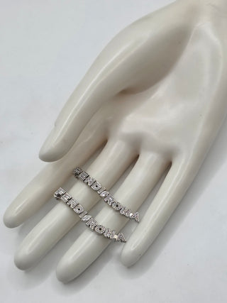 Fendi Silver-tone Logo Crystal Roma Drop Earrings