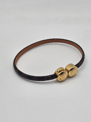 Louis Vuitton Brown Gold-tone Historic Mini Monogram Bracelet