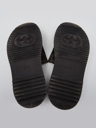 Gucci Black GG Denim Platform Slide Sandals 38 sz