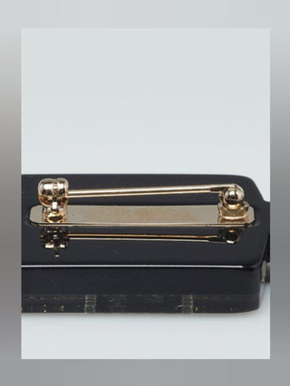 Chanel Black Glitter Crystal Resin Chanel No. 5 Parfum Brooch