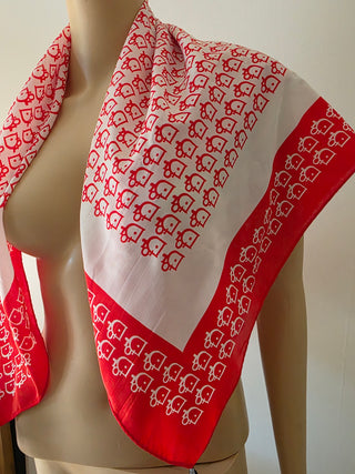 Christian Dior Red White CD Silk Printed Scarf