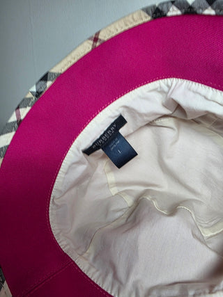 Burberry Pink Nova Check trim bucket hat L sz