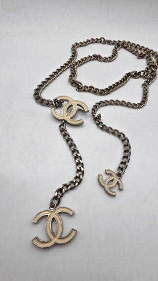 Chanel Silver-tone 2005 Interlocking CC Chain-Link Belt S sz