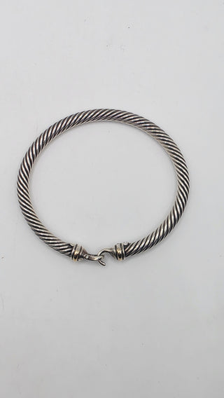 David Yurman 3 mm 18 k Gold Sterling Silver Buckle Classic Cable Bracelet