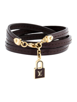 LOUIS VUITTON Enamel Leather Commit Triple Wrap Bracelet