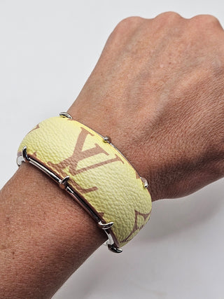 Louis Vuitton Silver-tone LV Monogram Wide Cuff Bracelet