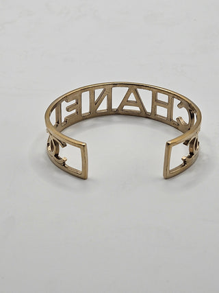 Chanel Gold-tone Logo Cuff Bracelet