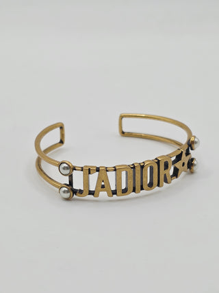 Christian Dior Gold-tone Faux Pearl J'Adior Cuff Bracelet