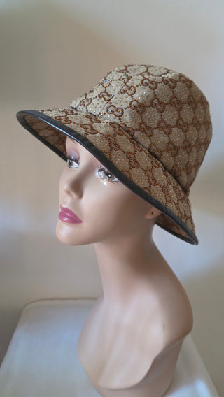 Gucci Beige GG Monogram Studded bucket hat