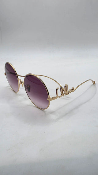 Chloe Goldtone Metal Oversized Round Logo Sunglasses - CH0329S
