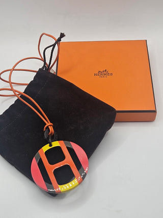 Hermès Red Multicolor H Equipe Pendant Necklace