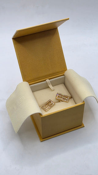 Fendi Gold-tone FF Crystal Baguette Stud Earrings