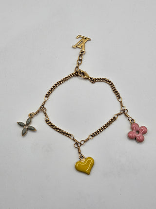 Louis Vuitton Gold-tone Sweet LV Monogram Enamel Charm Bracelet