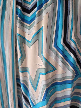 Emilio Pucci Blue Multicolor Printed Mini Summer Dress M sz