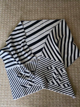 Chanel Blue White Cashmere Interlocking CC Logo Scarf