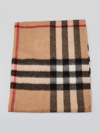 BURBERRY Beige Cashmere Exploded Check Snood Scarf