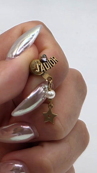 Christian Dior Gold-tone Faux Pearl Crystal J'Adior Drop Earrings